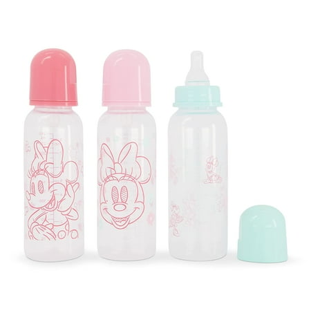 BABY BOTTLE SET 3 - GIRLS - MINNIE MOUSE - SKETCH AQUA - DISNEY 9 oz BPA FREE