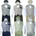 thumbnail image 1 of BABY BOY KID TODDLER GINGHAM EASTER WEDDING FORMAL LONG SLEEVE VEST SET SM-4T, 1 of 4