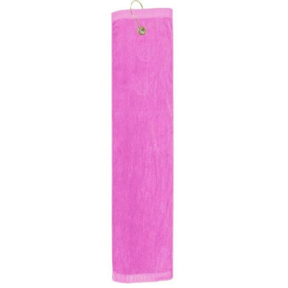 BABY BUBBLE GUM PINK 100% Cotton Golf Towel High Quality Tri-Fold with Grommet & Hook for Golf Bag 15" x 18"
