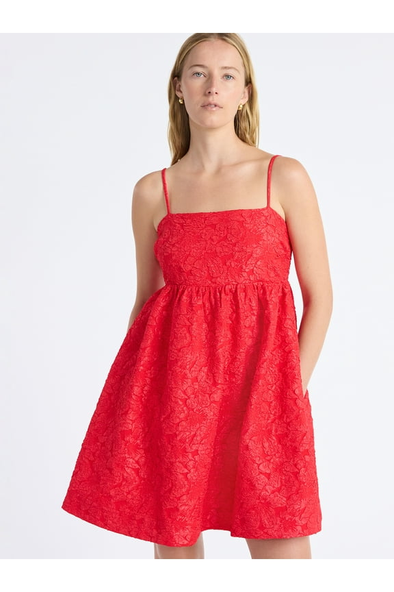 Women's and Women's Plus Sleeveless Lace Babydoll Dress with Pockets, Size XS-4X