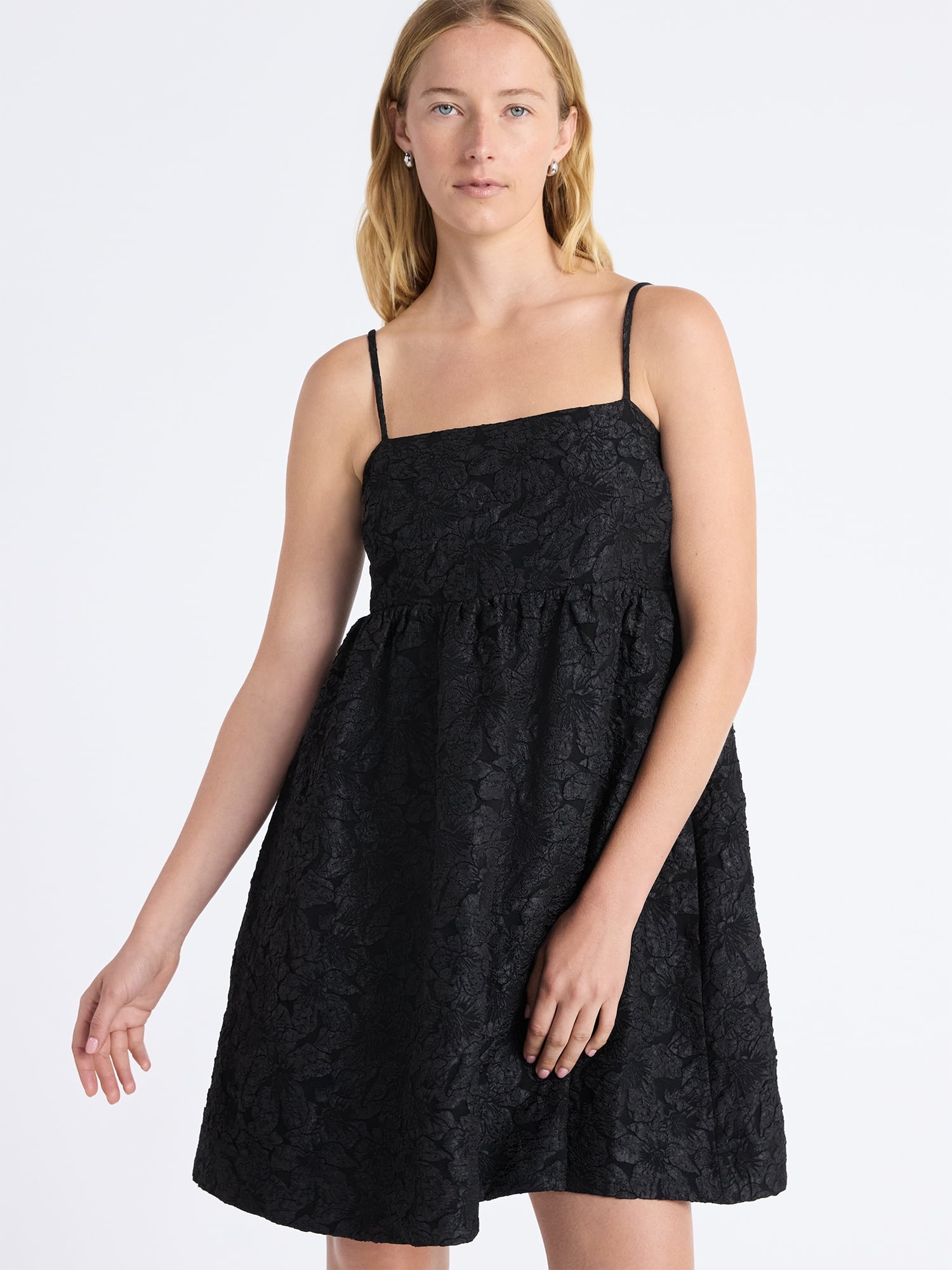 Free Assembly Women's and Women's Plus Sleeveless Lace Babydoll Dress with Pockets, Size XS-4X