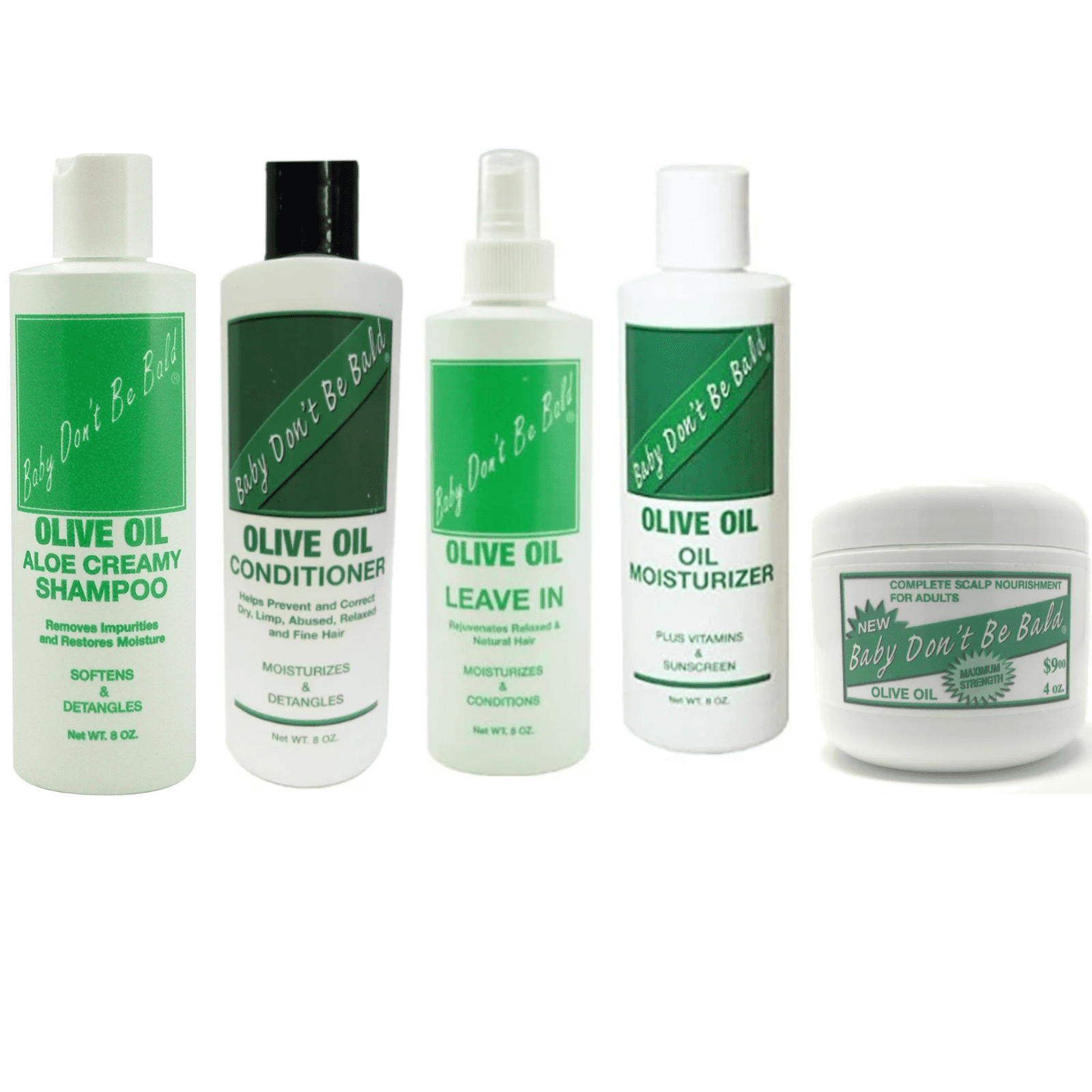 BABY DON'T BE BALD Olive Oil Shampoo Conditioner, Moisturizer, Scalp, Leave-In