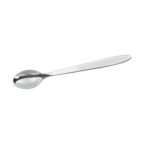 BABY FEEDING SPOON W/ GREY FLOCKED BOX, SILVER PLATED.