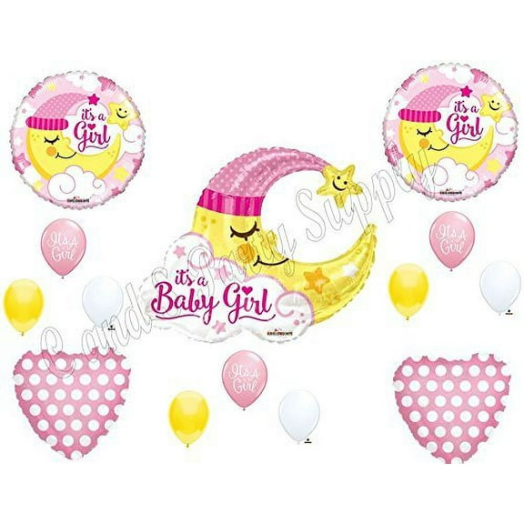 BABY GIRL MOON shower Balloons Decoration Supplies Nursery Rhyme Diddle Stars