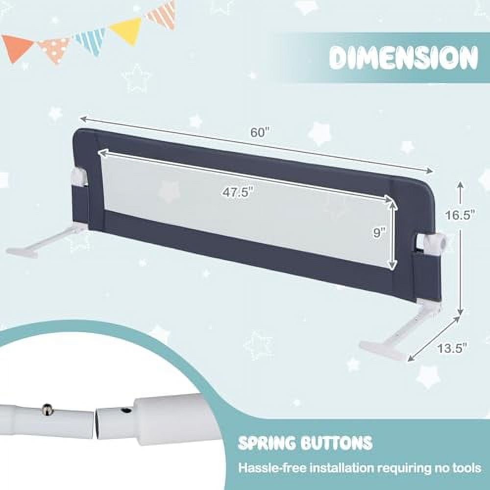 BABY JOY Double Sided Bed Rail Guard, 2 Pack, Extra Long, Swing Down