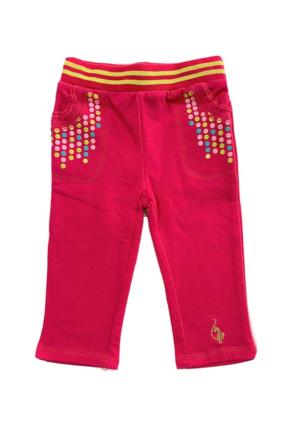 GIRLS PANTS - PINK RASPBERRY SZ 3 6 MONTHS - BABY FLEECE DOTS