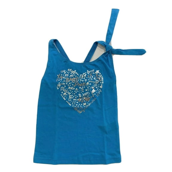BABY PHAT GIRLS TOP - SILVER HEART SZ 6X BLUE - TANK SHIRT SLEEVELESS PRINTED