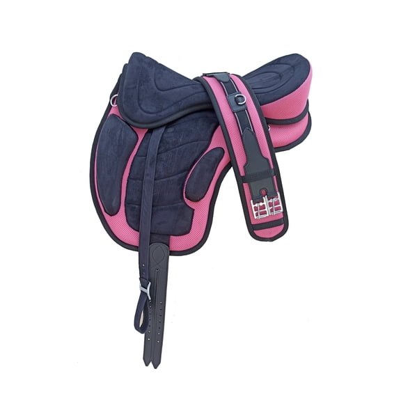 BABY PINK Freemax English Treeless Synthetic Horse Saddle Matching Girth & Stirrups