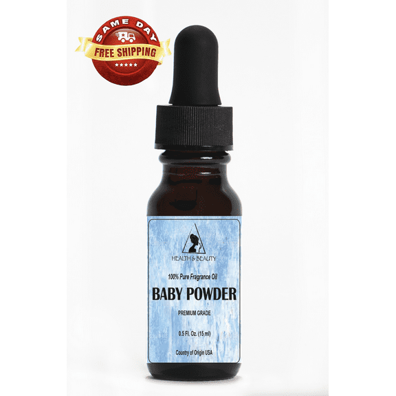 BABY POWDER FRAGRANCE OIL ORGANIC PREMIUM 100% PURE GLASS DROPPER 0.5 OZ, 15 ml
