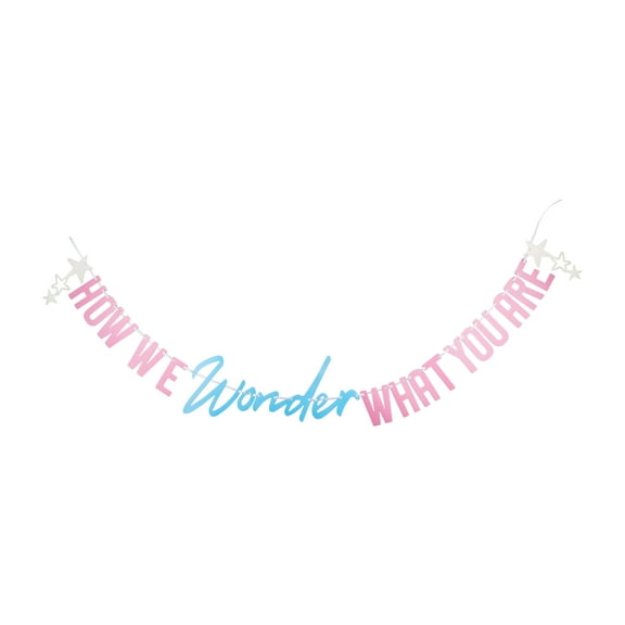 Pink/Blue Gender Reveal How We Wonder What You Are Banner, 76", by Way To Celebrate