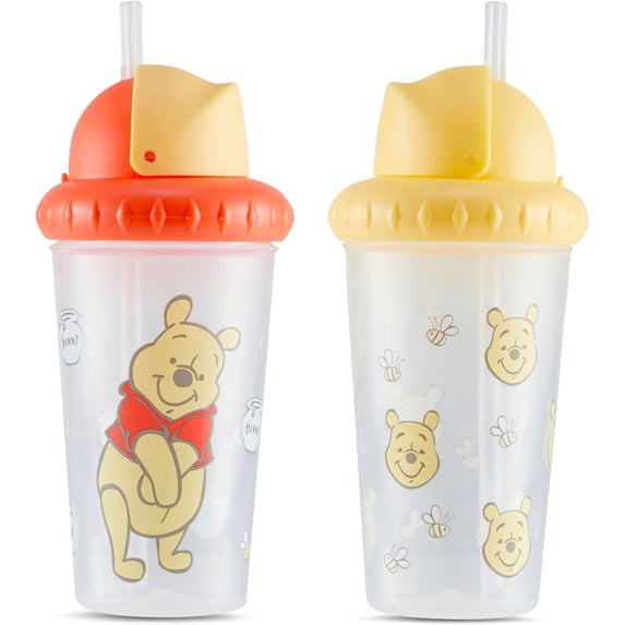 BABY STRAW CUPS 2 PACK - BOYS 243 - YELLOW R- DISNEY WINNIE POOH -SIPPERS POP-UP