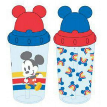 BABY STRAW CUPS 2 PACK - BOYS - DISNEY MICKEY MOUSE - RAINBOW - SIPPERS EARS