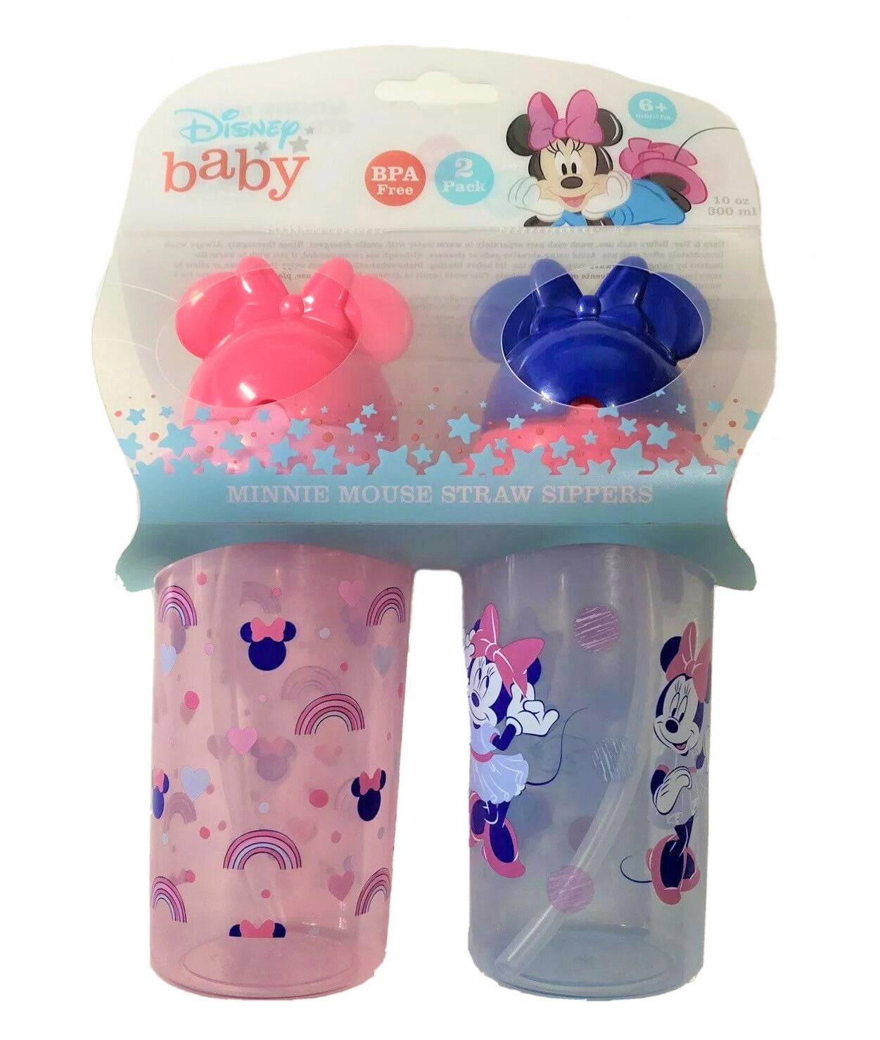 Disney Minnie Mouse Baby Girls' 2-Pack 11 Oz. Straw Sipper Cups -  pink/multi, one size