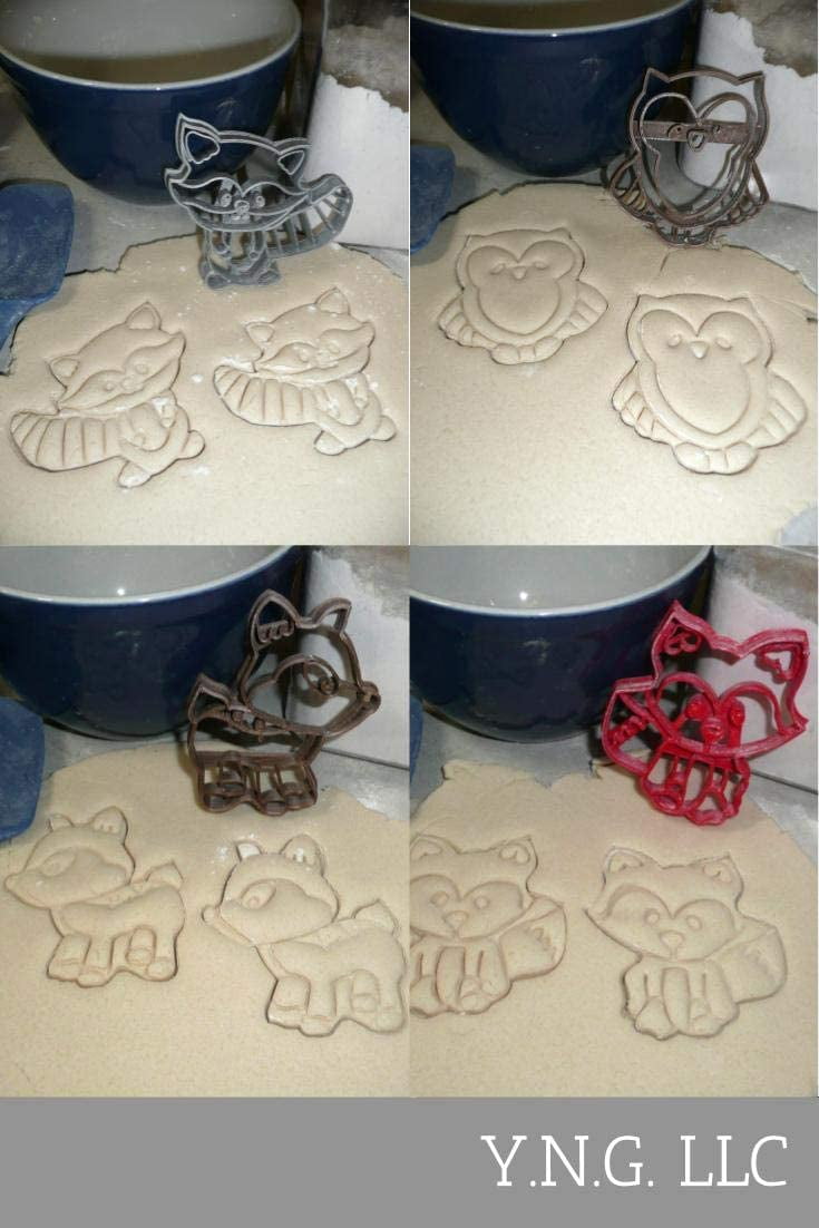 BABY WOODLAND ANIMALS SHOWER DEER RACCOON OWL SET OF 4 COOKIE CUTTERS ...