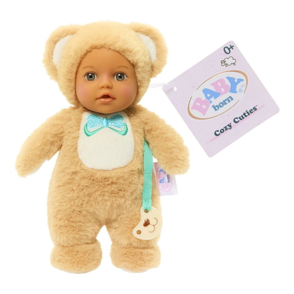 Baby Born Cozy Cuties Soft Baby Doll - Bear with Gray Eyes, Plush for Newborns Ages 0 & up