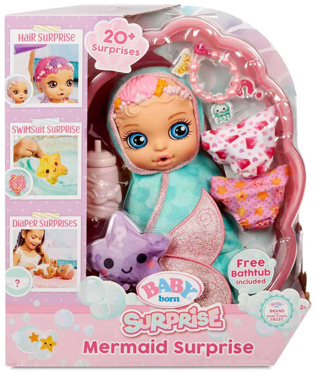 BABY born Surprise Mermaid Surprise – Baby Doll with Teal Towel and 20+ Surprises - image 1 of 6