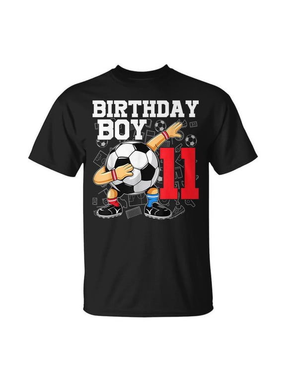 11th Birthday Boys Football Soccer 11 Year Old T-Shirt, S, Black