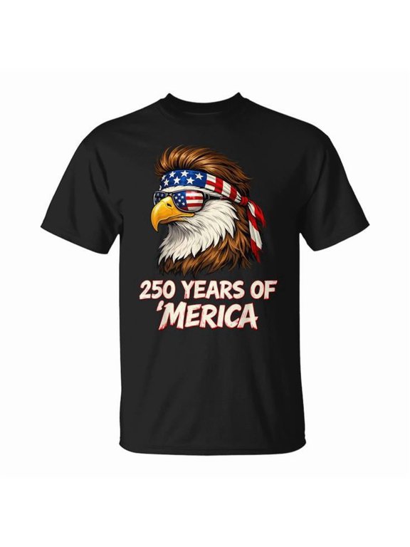 250 Years Merica Eagle 250th Anniversary USA T-Shirt, S, Black
