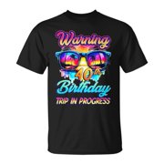BABYFAMI 40 Years Old Warning 40th Birthday Trip Graphic T-Shirt, Black, S