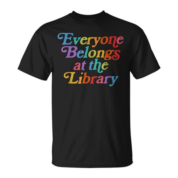 BABYFAMI Everyone Belongs at Library Nerd Bookworm T-Shirt, S, Black ...