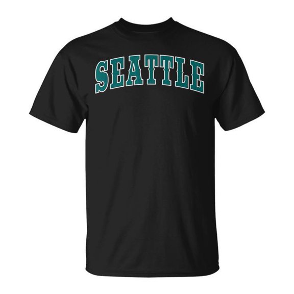 BABYFAMI Seattle Throwback Retro Vintage City Graphic T-Shirt, S, Black
