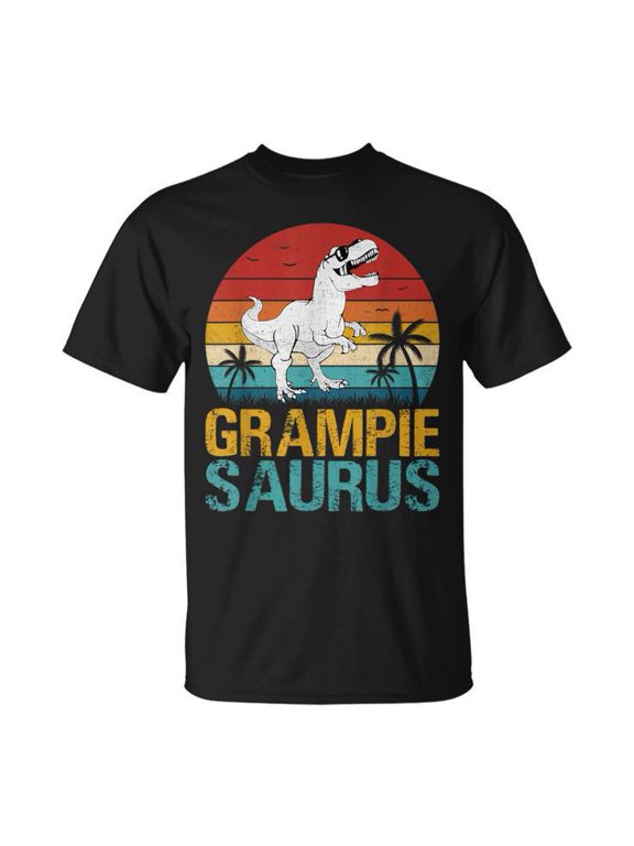Vintage Grampie Saurus T-Rex Dinosaur Father's T-Shirt, S, Black