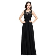 BABYONLINEDRESS Black Lace Long Chiffon Formal Evening Prom Dress Female M Size