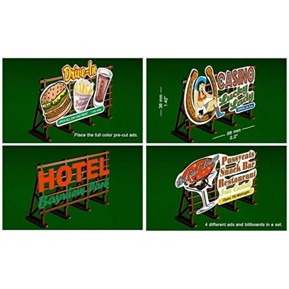 Bachmann 39103 HO Scale Laser Cut Outdoor Billboard Kit (4 Pack)