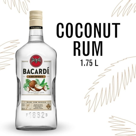 BACARDI Coconut Rum, Gluten Free, 1.75 L Bottle, ABV 35%
