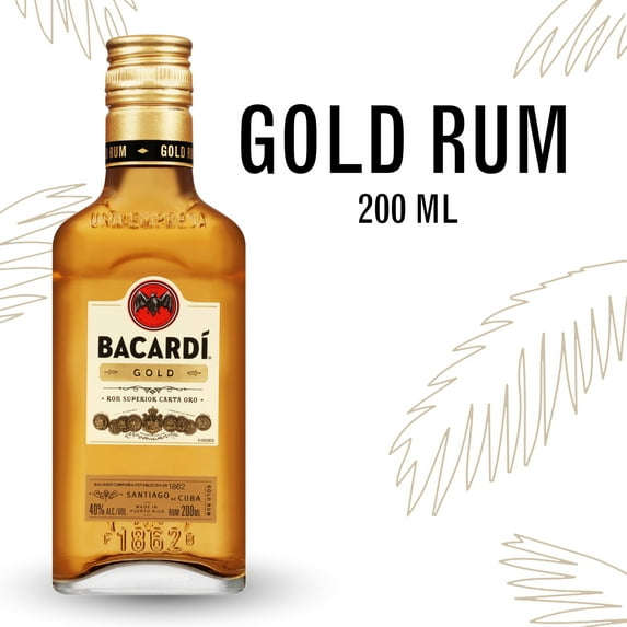 BACARDI Gold Rum, Gluten Free, 200 mL Bottle, ABV 40%