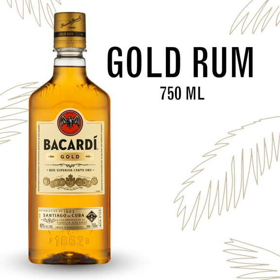 BACARDI Gold Rum, Gluten Free, 750 mL Bottle, ABV 40%