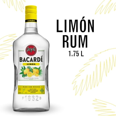 BACARDI Limon Rum, Gluten Free, 1.75 L Bottle, ABV 35%