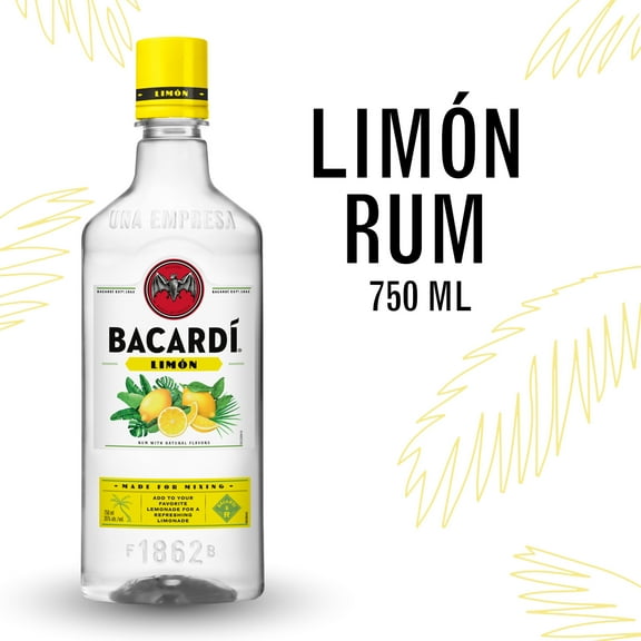BACARDI Limon Rum, Gluten Free, 750 mL Bottle, ABV 35%