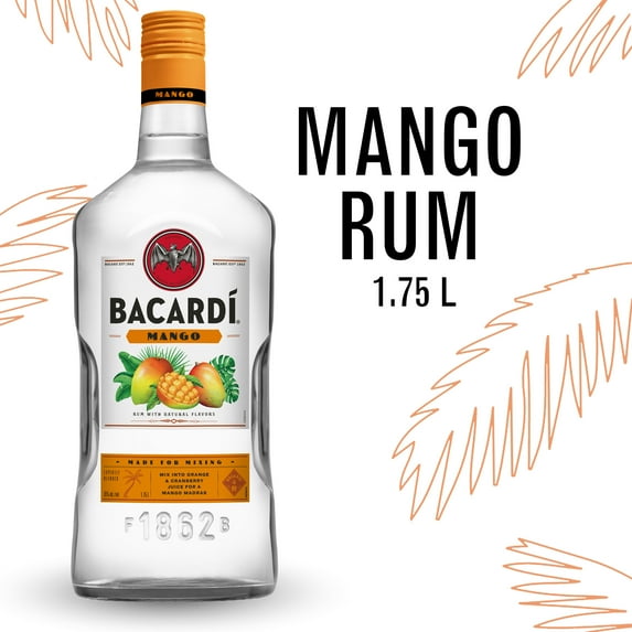 BACARDI Mango Rum, Gluten Free, 1.75 L Bottle, ABV 35%
