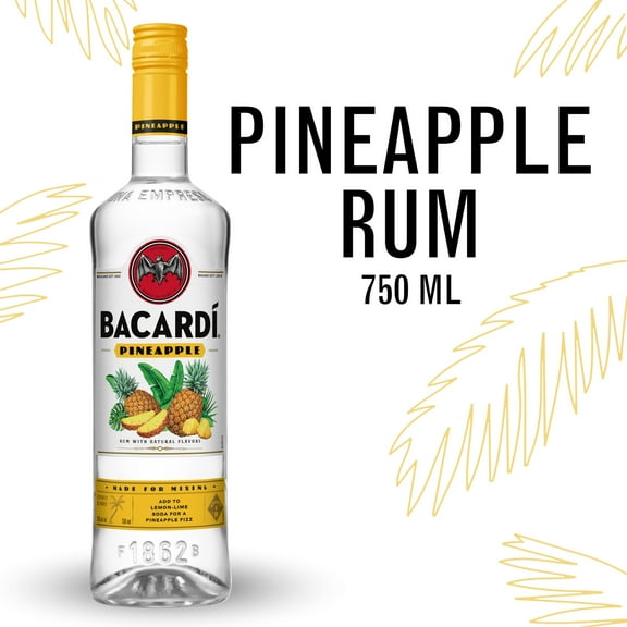 BACARDI Pineapple Rum, Gluten Free, 750 mL Bottle, ABV 35%