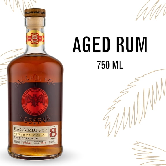 BACARDI Reserva Ocho Rum, 750 mL Bottle, ABV 40%
