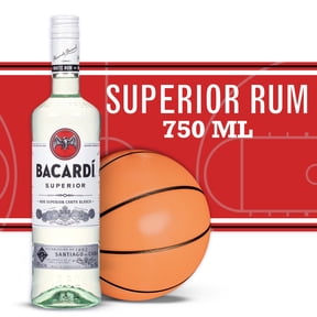 BACARDI Superior White Rum, Gluten Free, 750 mL Bottle, ABV 40%