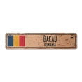thumbnail image 1 of BACAU ROMANIA Vintage Plastic Street Sign Romanian flag city country road wall gift | Indoor/Outdoor | 36" Wide, 1 of 4