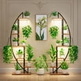 thumbnail image 1 of BECOKOME Plant Stand Indoor with Grow Lights, 6 Tier 63'' Tall Corner Plant Stand, 2 Pack Half Moon Metal Plant Shelf with Hooks for Home Living Room Patio, 1 of 8