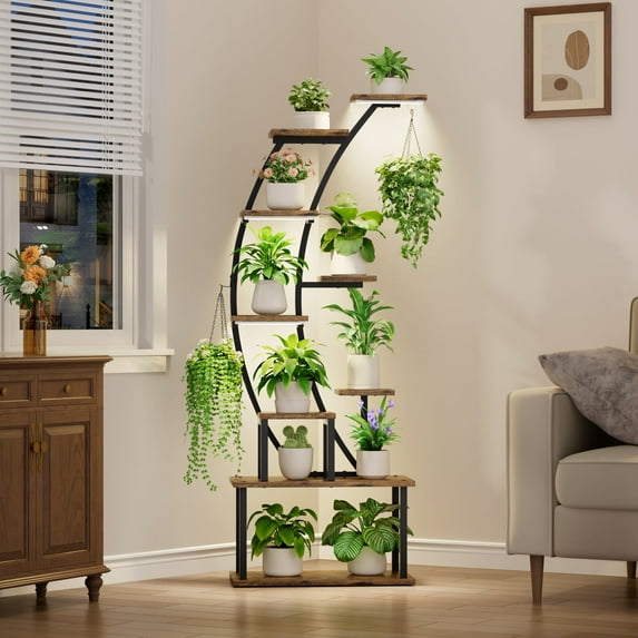 63" Tall Plant Stand Indoor with Grow Lights,Large Corner Display Shelf