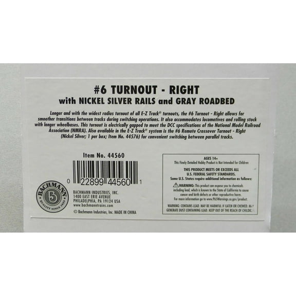 BACHMANN HO SCALE #6 RIGHT TURNOUT REMOTE SWITCH track railroad BAC44560 NEW
