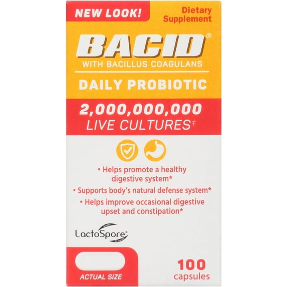 Bacid Daily Probiotic with Bacillus Coagulans for Digestive Health, 100 ct