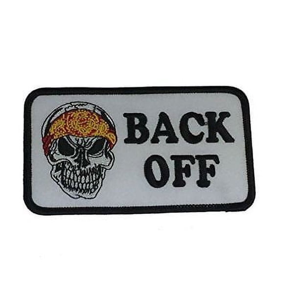 BACK OFF WITH BANDANA SKULL PATCH BIKER RIDE VEST CUT MC MOTORCYCLE CLUB ROAD