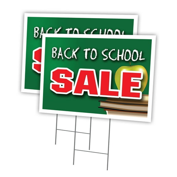BACK TO SCHOOL SALE 2 Pack Of 18" x 24" Yard Sign & Stake outdoor plastic window | Advertise Your Business | Stake Included Image On Front Only | Made in The USA