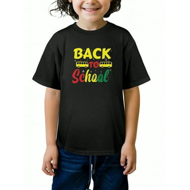 BACK TO School Letter Print Summer Graphic T-shirts for Outdoor Sports and Daily Wearing, Young Boys T-Shirts, Size from 3-13Y