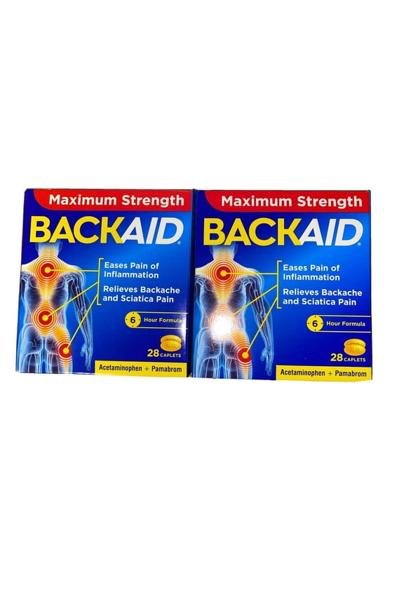 BACKAID Maximum Strength Pain Relief 28 Caplets Each 2 Pack BACK PAIN