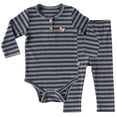 thumbnail image 1 of BACKER Baby Sleepers for Boys Girls Soft Cotton 2-Pieces Pajamas for Newborn & Infant Long Sleeve Romper Pants Baby Boys Sleepwear(Navy Stripe,0-3 Months), 1 of 6