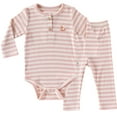 thumbnail image 1 of BACKER Baby Sleepers for Girls Boys Soft Cotton 2-Pieces Pajamas for Newborn & Infant Long Sleeve Romper Pants Baby Girl Sleepwear(Pink Stripe,12-18 Months), 1 of 7
