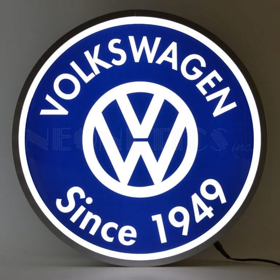 BACKLIT LED LIGHTED SIGN VOLKSWAGEN SINCE 1949 7VWSGN