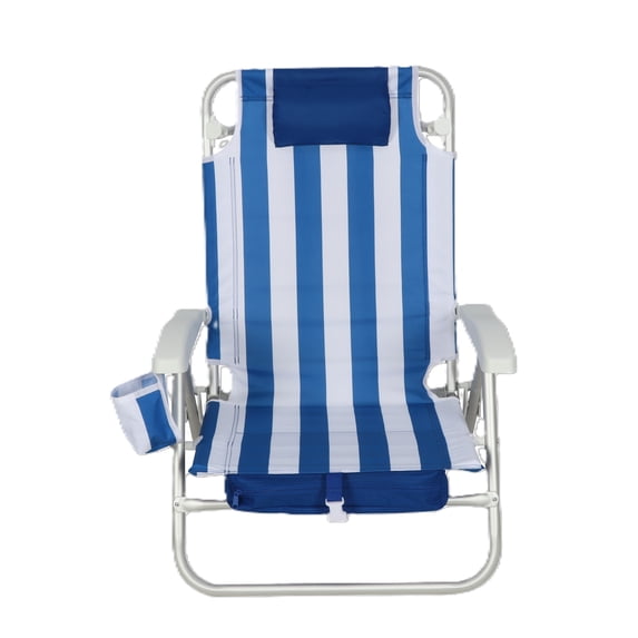 Mainstays Backpack Beach Chair, Blue Stripe